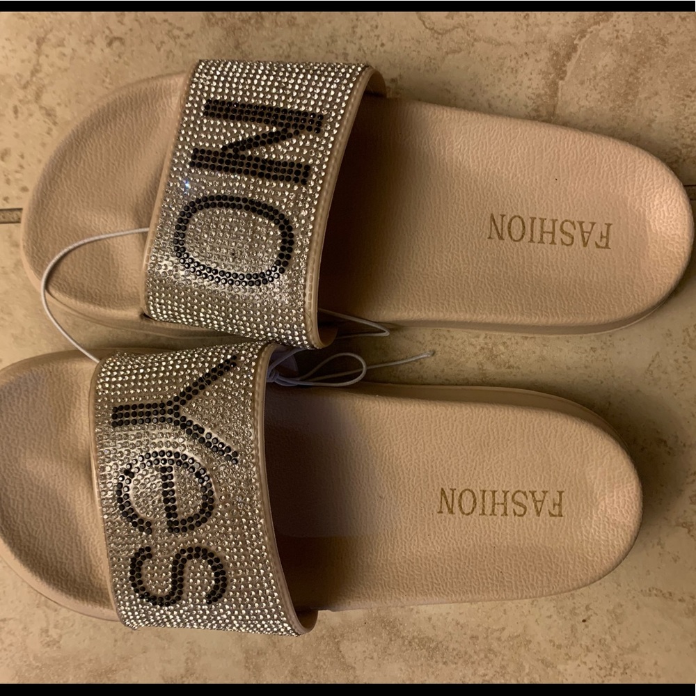 Diamond studded slippers